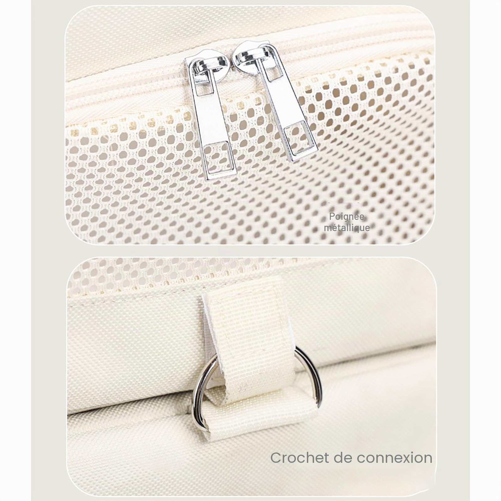 Sac De Transport à roulettes Double Couche pour Animaux De Compagnie avec FenêTres en Filet Et Tapis Amovible pour Deux Chats, Adapté Aux Avions, Au Camping Et à L'ExtéRieur, Blanc (Double Layer)
