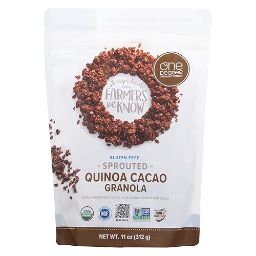 One Degree Organic Foods - Granola de quinoa y cacao, avena germinada, caja de 6 – 11 onzas