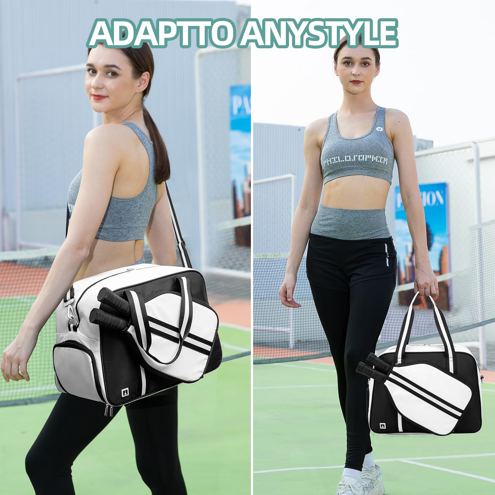 ROYALFAIR Pickleball Bags For Women Men Ladies - Unisex Sling Backpack With Accessories, Paddle Cover, And Case - Large Tote Shoulder Racquet Sports Gym Duffle, Adjustable Strap - Crossbody Option