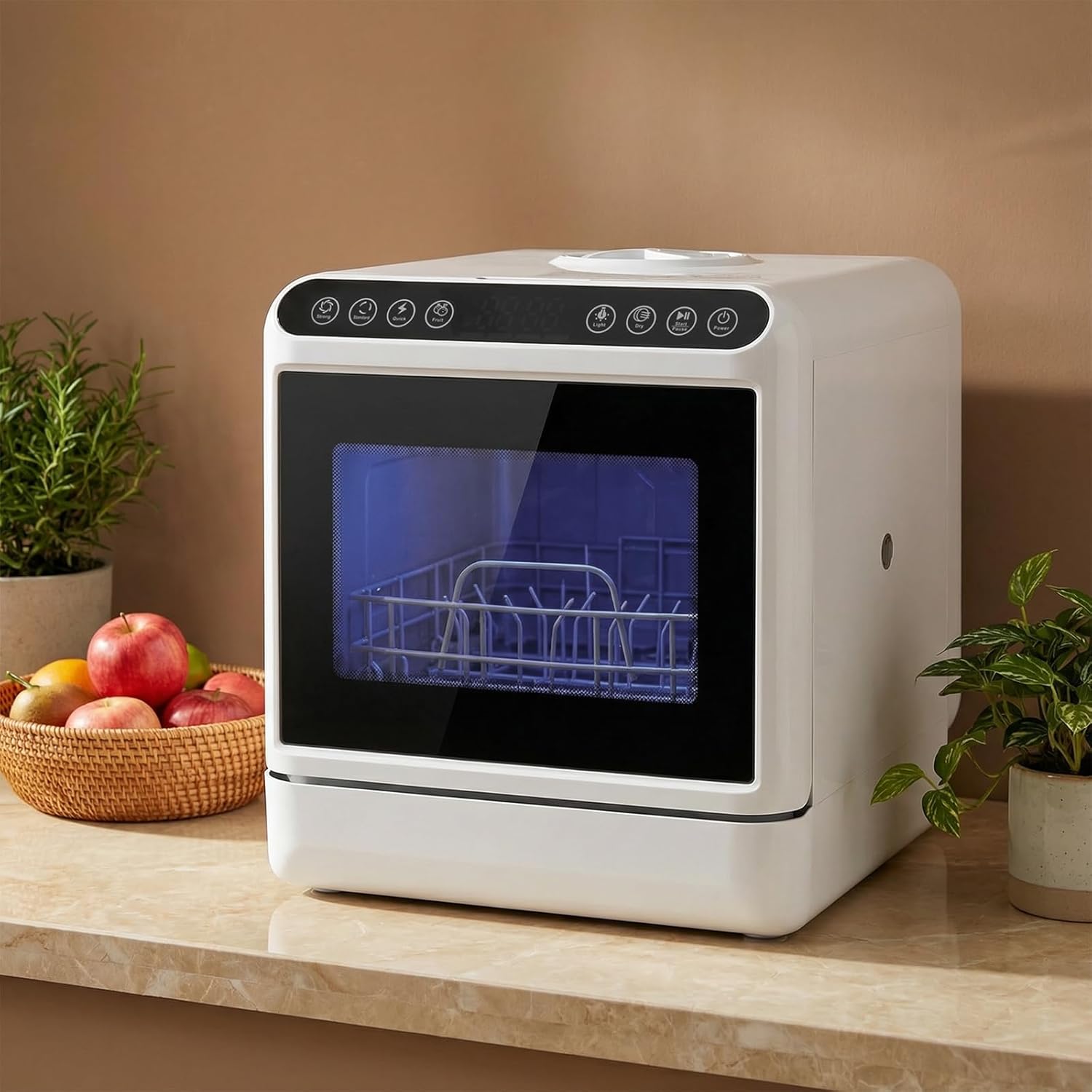Countertop Dishwasher with 6L Built-in Water Tank Automatic Dishwasher No Hookup Needed High-Temp& Air-Dry Function for Apartments& RVs