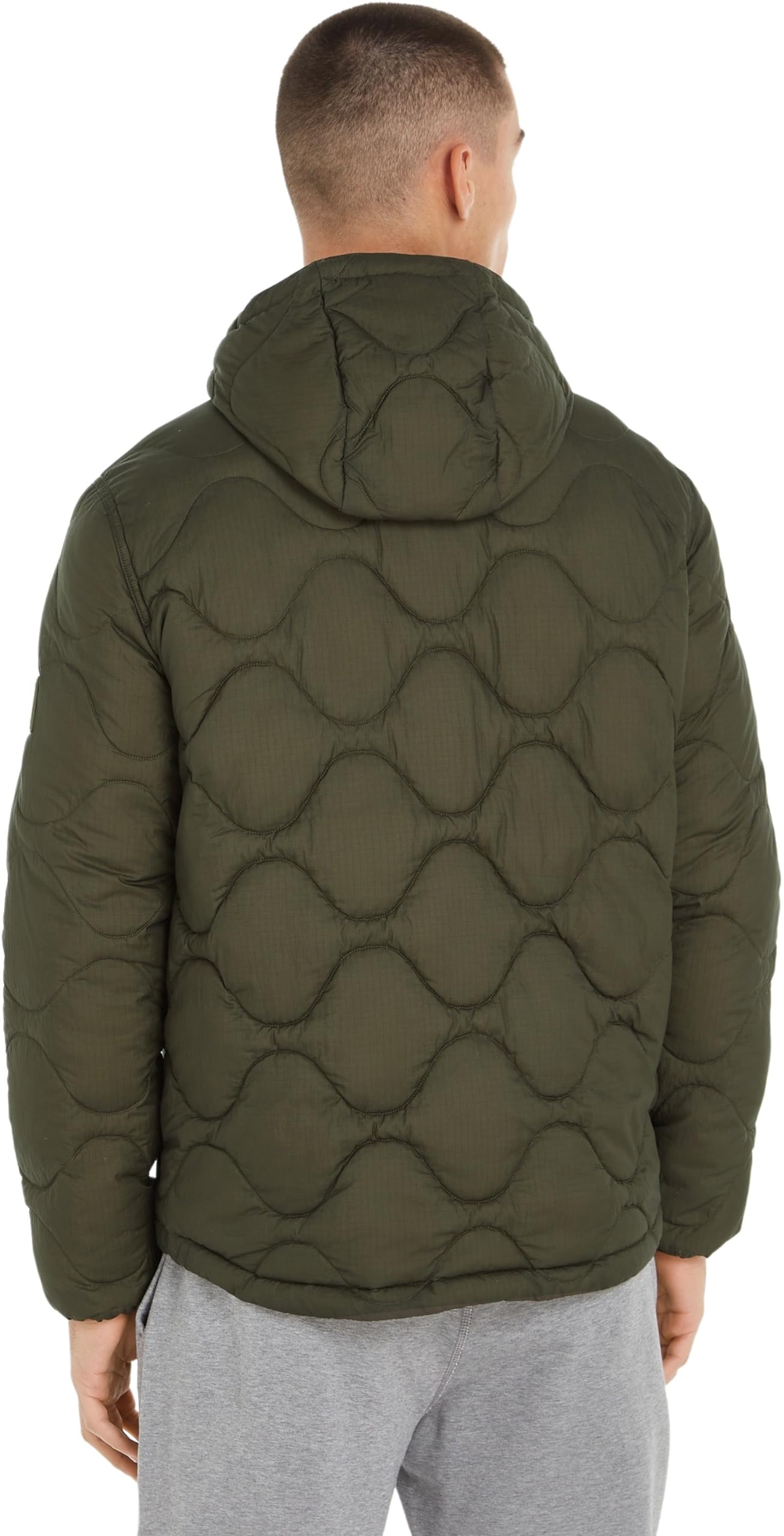 Tommy Hilfiger Herren Steppjacke mit Kapuze, Mehrfarbig (Army Green), XXL – Ansicht 2