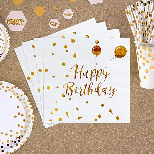 Miniatura 3 de MOVINPE Servilletas rosas de oro rosa, 50 piezas, servilletas de papel plegables de 3 capas, vajilla desechable para cumpleaños, aniversario,