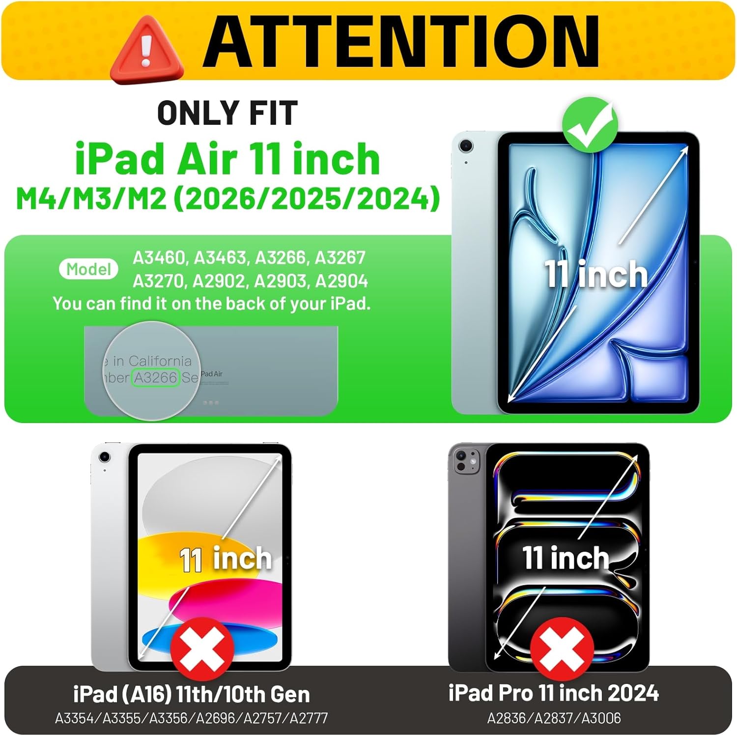 HXCASEAC Rugged Case for iPad Air 11 inch M4 M3 M2 (2026 2025 2024), Heavy Duty Protective Design with Pencil Holder, Screen Protector, Rotating Stand, Hand Strap, for iPad Air 11 Hard Case (Green)