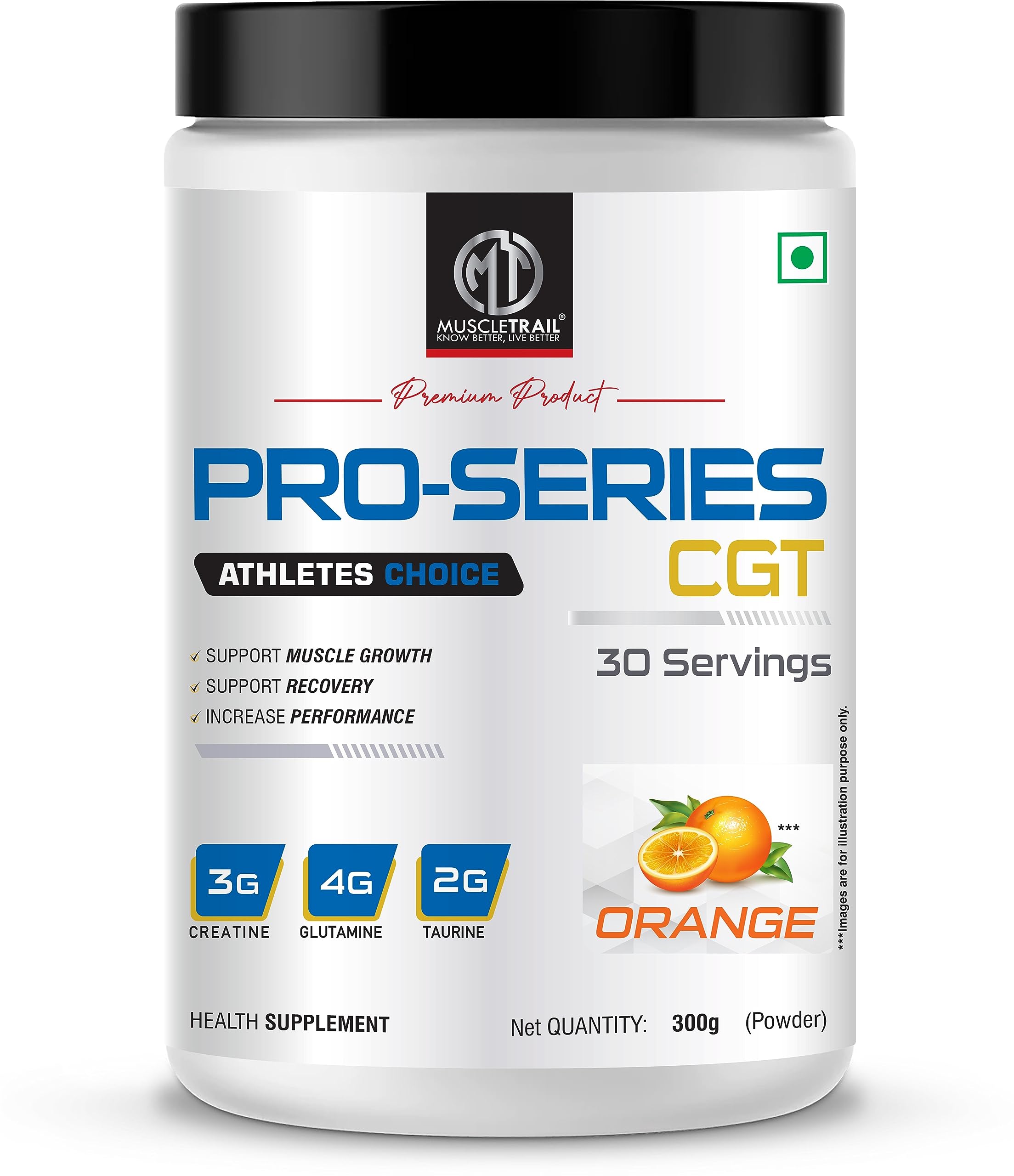 Muscle Trail Pro Series CGT | Health Supplement Powder | 300g, 30 servings (Orange) | 3g Creatine, 4g Glutamine, 2g Taurine | (B09XLVNXDL) Amazon Price History, Amazon Price Tracker