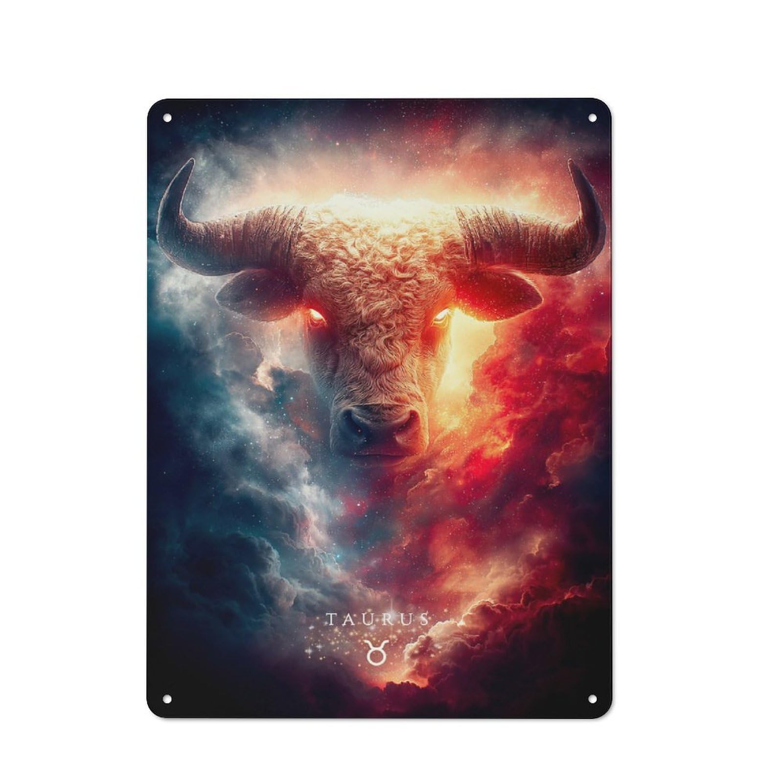 Junmoney Style-6 For Living Room Or Hallway, Taurus Zodiac Sign Digital Art Vintage Metal Sign 40X30cm, For Metal Sign Collectors, For Garage And Workshop Walls