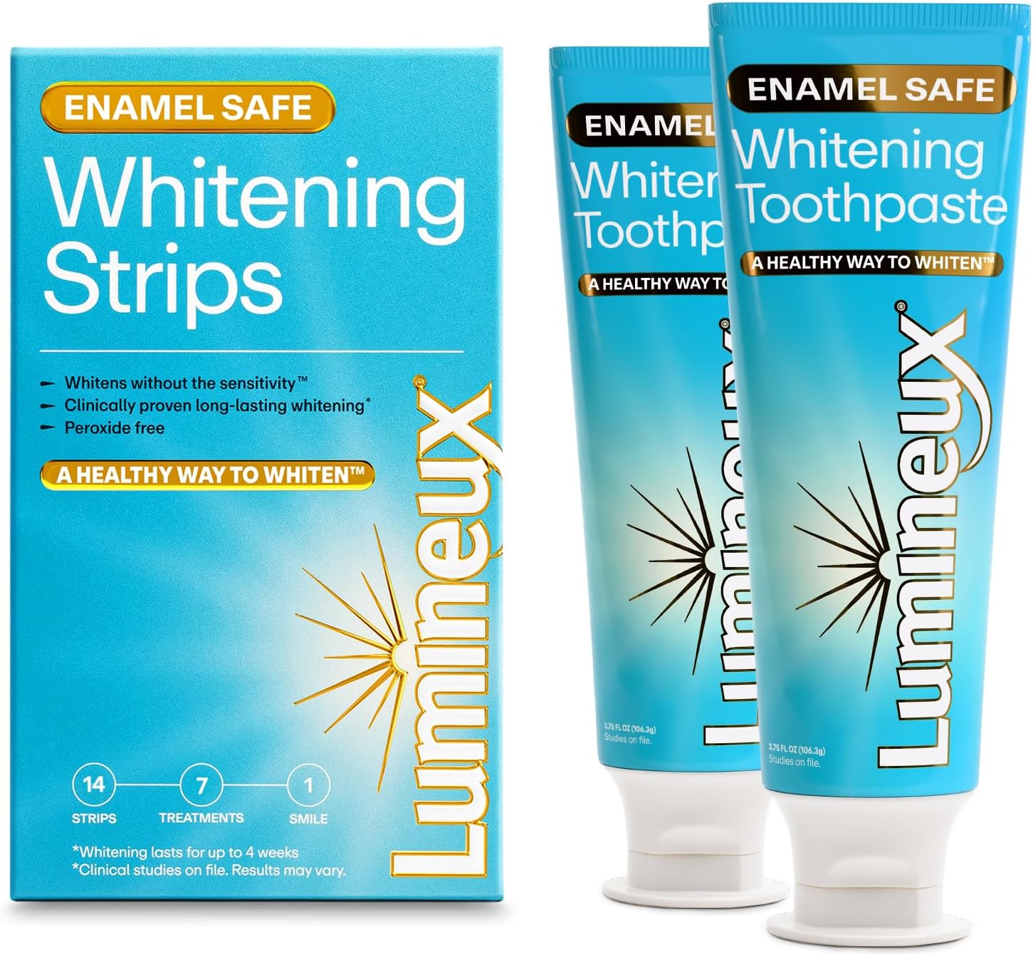 - Lumineux Whitening Starter Pack (Includes 7 Pack Strips + 2 Pack Whitening Toothpaste)