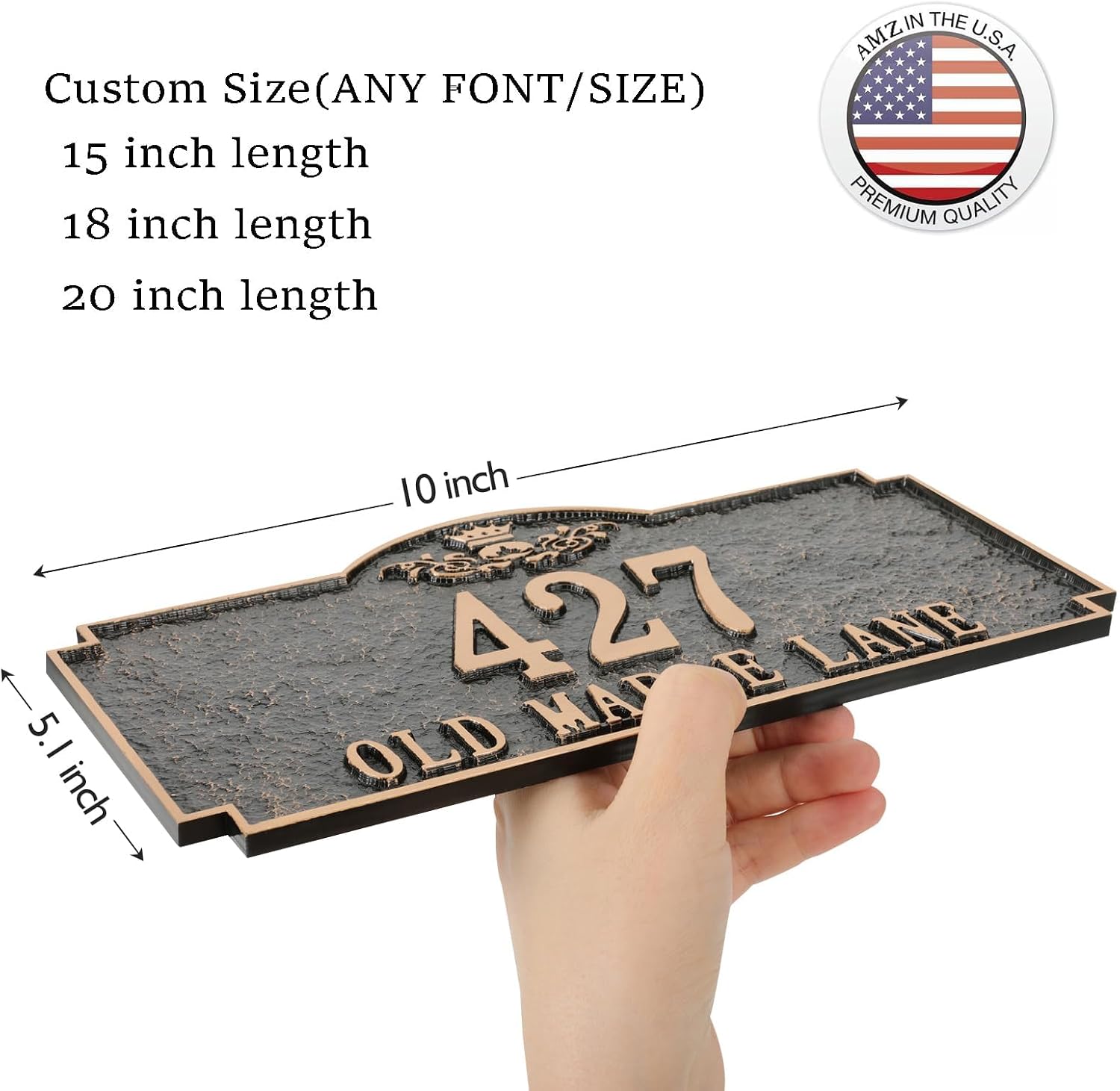 Address Sign LAWN MOUNTED - Custom House Number Sign Plaque,Address Plaque,House Numbers for Outside Lawn,Yard,Ground,Garden,Drive Way,911 Visibility Free Standing with Stakes(Golden)