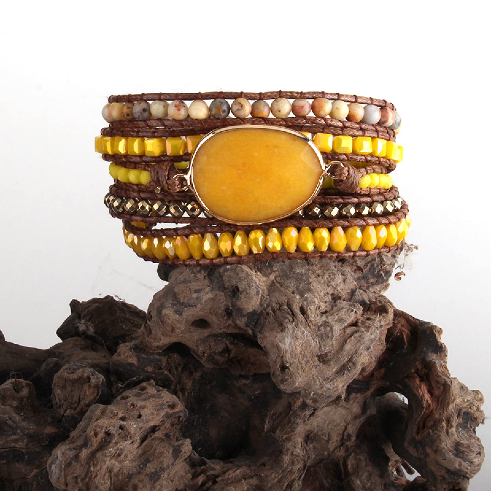 Ręcznie robione przyjaźń z koralikami Armbander wielokolorowymi kryształowymi naturalnymi kamieniami mieszane 5x tkane bransoletki, koral, 90 cm