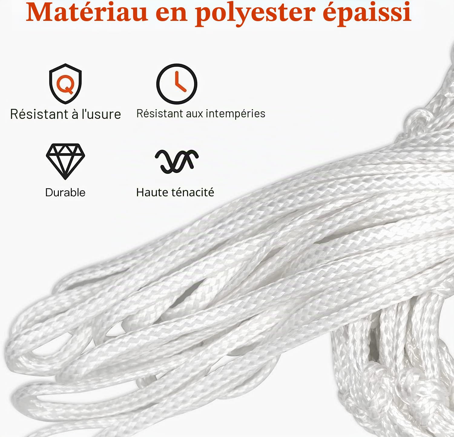Lot de 2 filets de basket-ball de rechange robustes s'adaptent au panier de basket-ball standard à 12 boucles pour équipement de gym intérieur et extérieur (blanc)