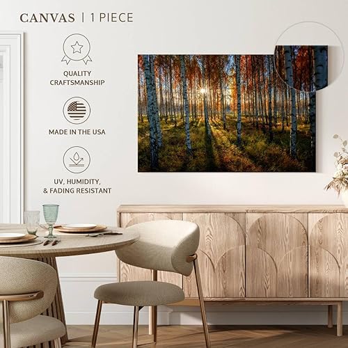 Miniatura 5 de Elephant Stock Lienzo de bosque de abedul sueco  1 panel de imágenes de otoño para decoración de pared, arte de pared de bosque, arte de pared en