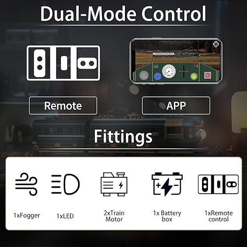 Miniatura 6 de Mould King Orient Express - Kit de construcción de tren de locomotora de vapor con iluminación LED, control remotoaplicación, juego de bloques de