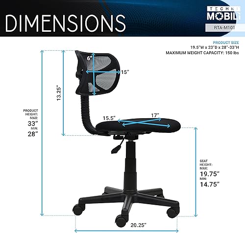 Miniatura 3 de RTA Products Techni Mobili - Silla de trabajo con malla, Plástico, Blanco