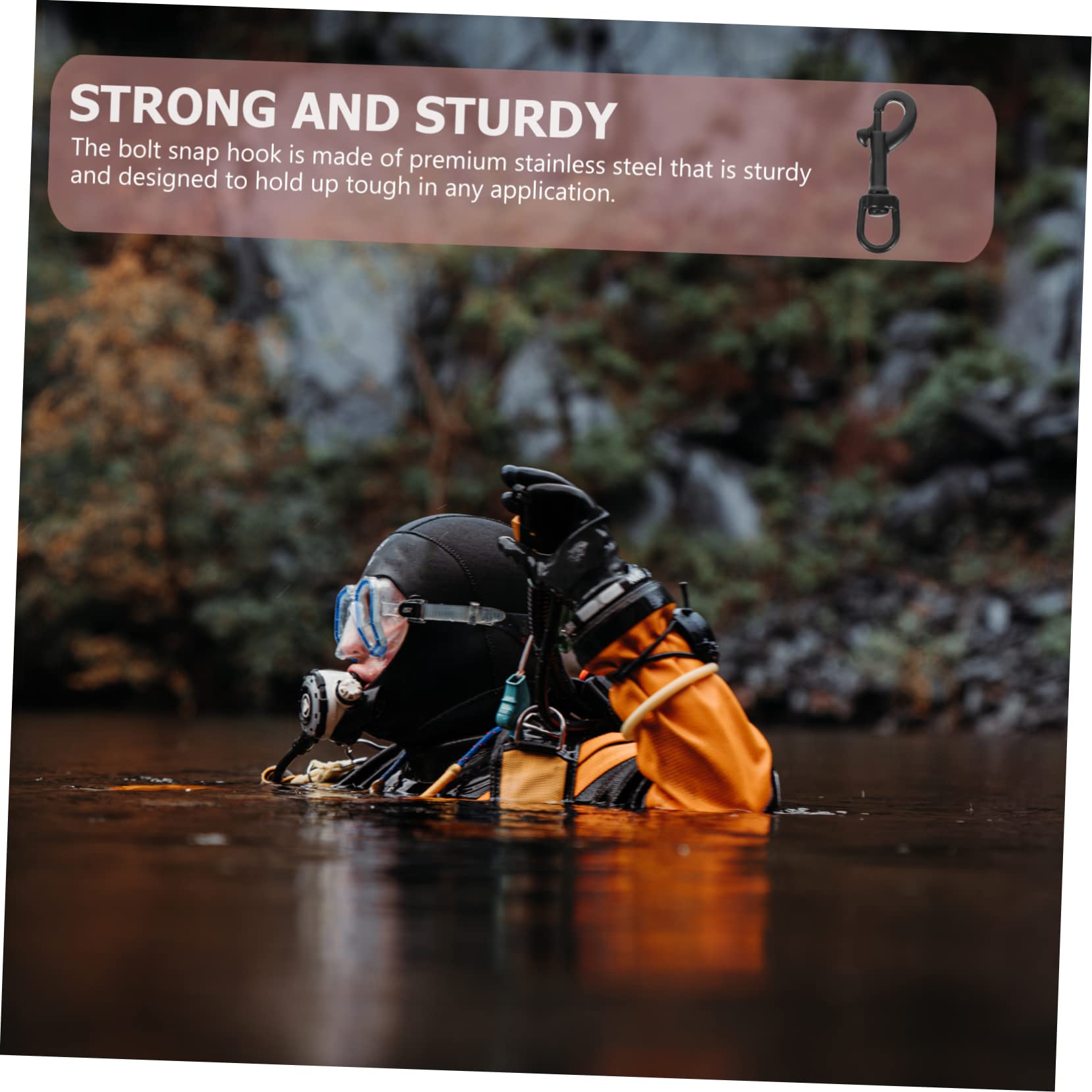 LIOOBO 2pcs Stainless Steel Swivel Hook Single Diving Hook Detachable Snap Hook for Dog Leash Sports Gear Outdoor Activities