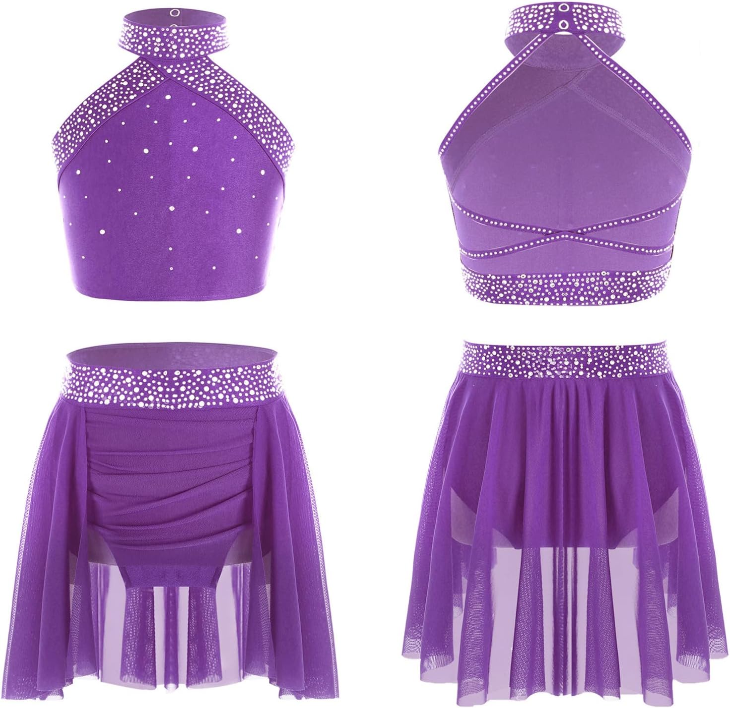 YiZYiF Kids Girls' 2 Piece Dance Set Ballroom Lyrical Dance Dress Outfits Latin Jazz Dancing Clothes