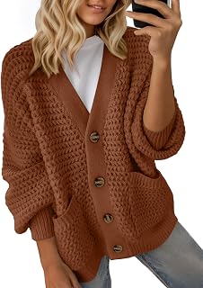 Dokotoo Women's 2026 Fashion Casual Open Front Long Sleeve Chunky Knit Cardigans Sweaters Outerwear Coats