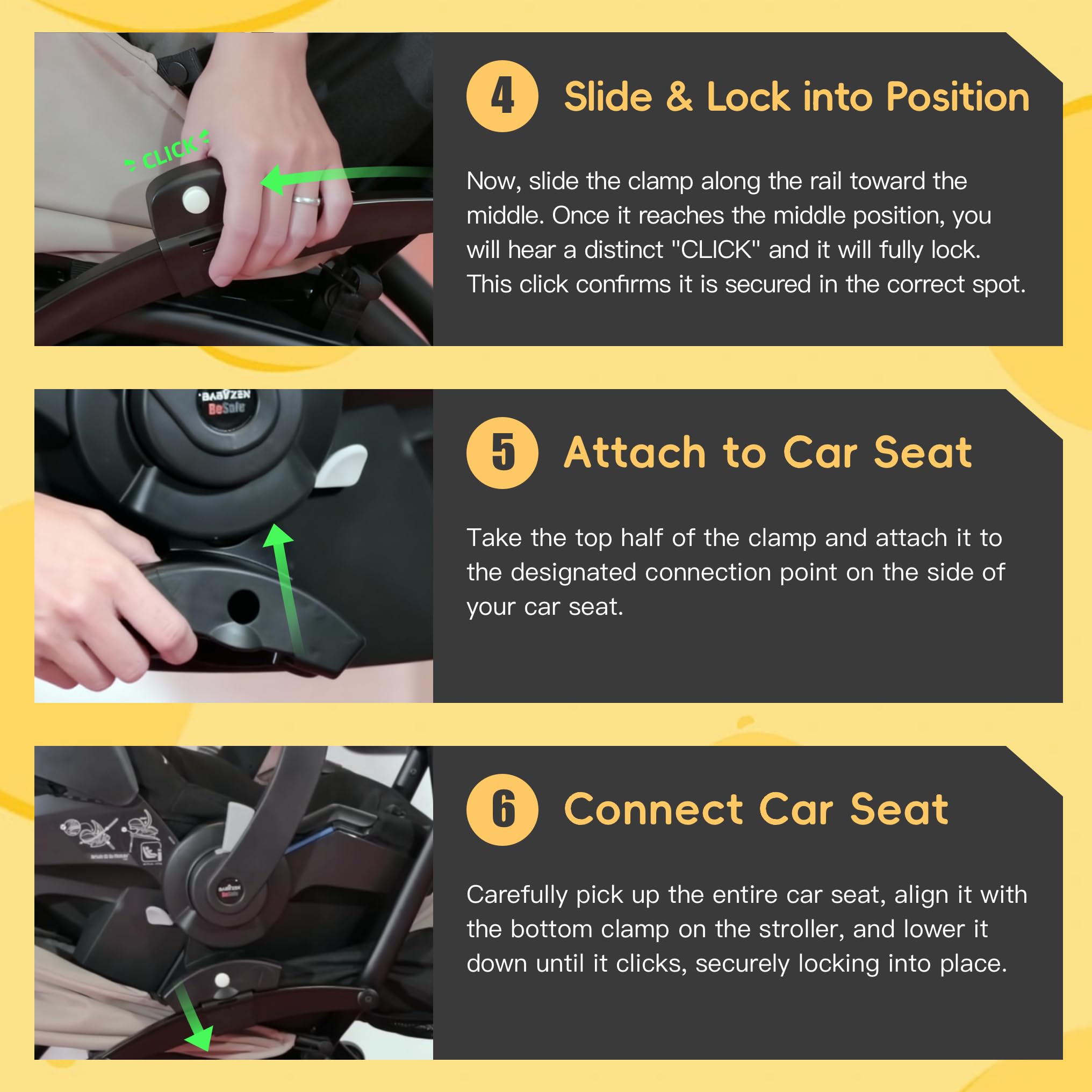 Adattatore per seggiolino auto per passeggino compatibile con YOYO & YOYO2 - Adattatore a forma di L, design a clip sicuro, facile installazione, leggero e resistente