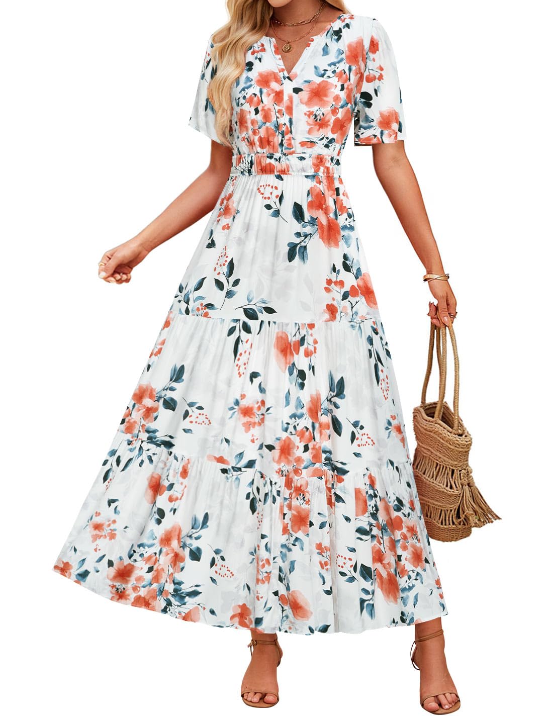 ZESICA Women's 2026 Summer Spring Floral Boho Maxi Dress