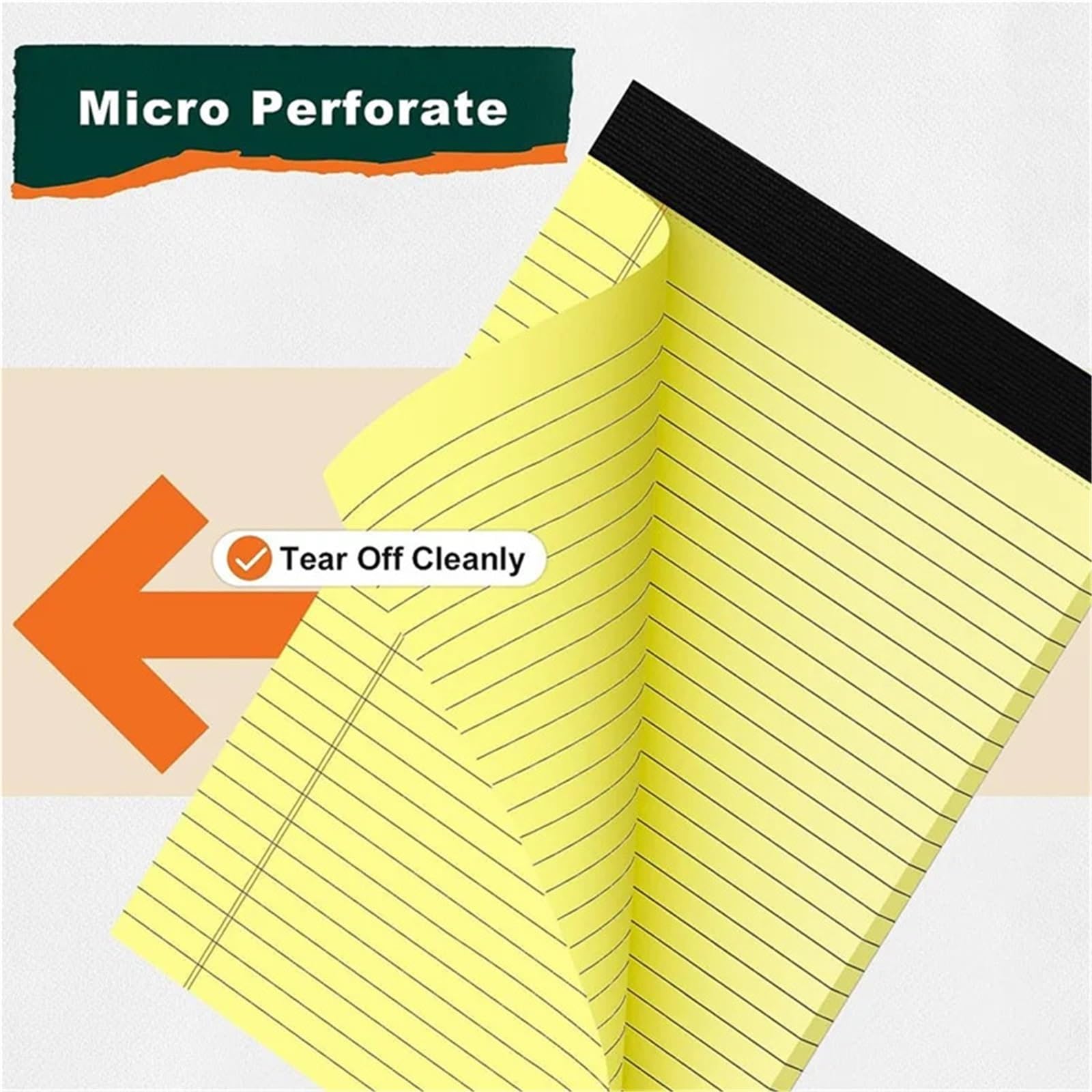 Farbige Notizblöcke, 4 Stück, gelb, 21,6 x 29,5 cm, schmal, liniert, Schreibpapier, Collegeblock für Arbeit, Schule, Büro, Bildung, To-Do-Listen