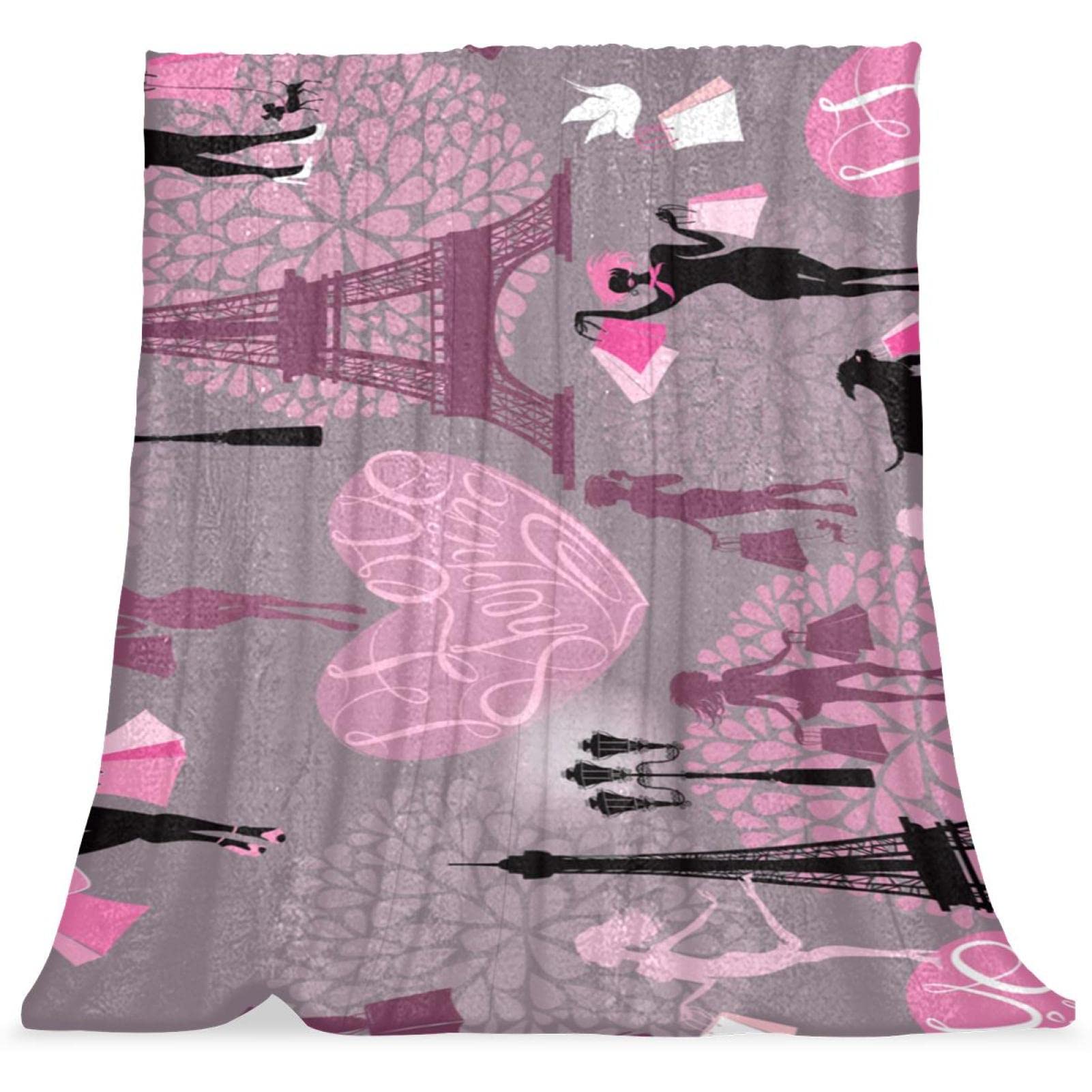 Couvre-lit doux et moelleux motif Tour Eiffel fleur pour chambre garçons et filles