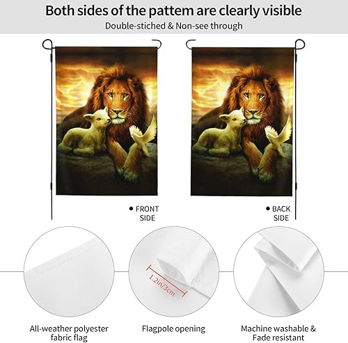 Miniatura 2 de Bandera de jardín de 28 x 40 pulgadas, diseño de león, cordero, pájaro, bandera de jardín de Navidad de doble cara, banderas decorativas para