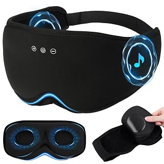 Sleep Eye Mask with Wireless Headphones - 29 Soothing White Noise Sounds, 3D Zero Pressure Bamboo Cotton Eye Maks for Women & Men, Blackout Sleeping Masks for Side Sleeper, Removable Eye Cover (Black) - Amazon product rated Grade A
