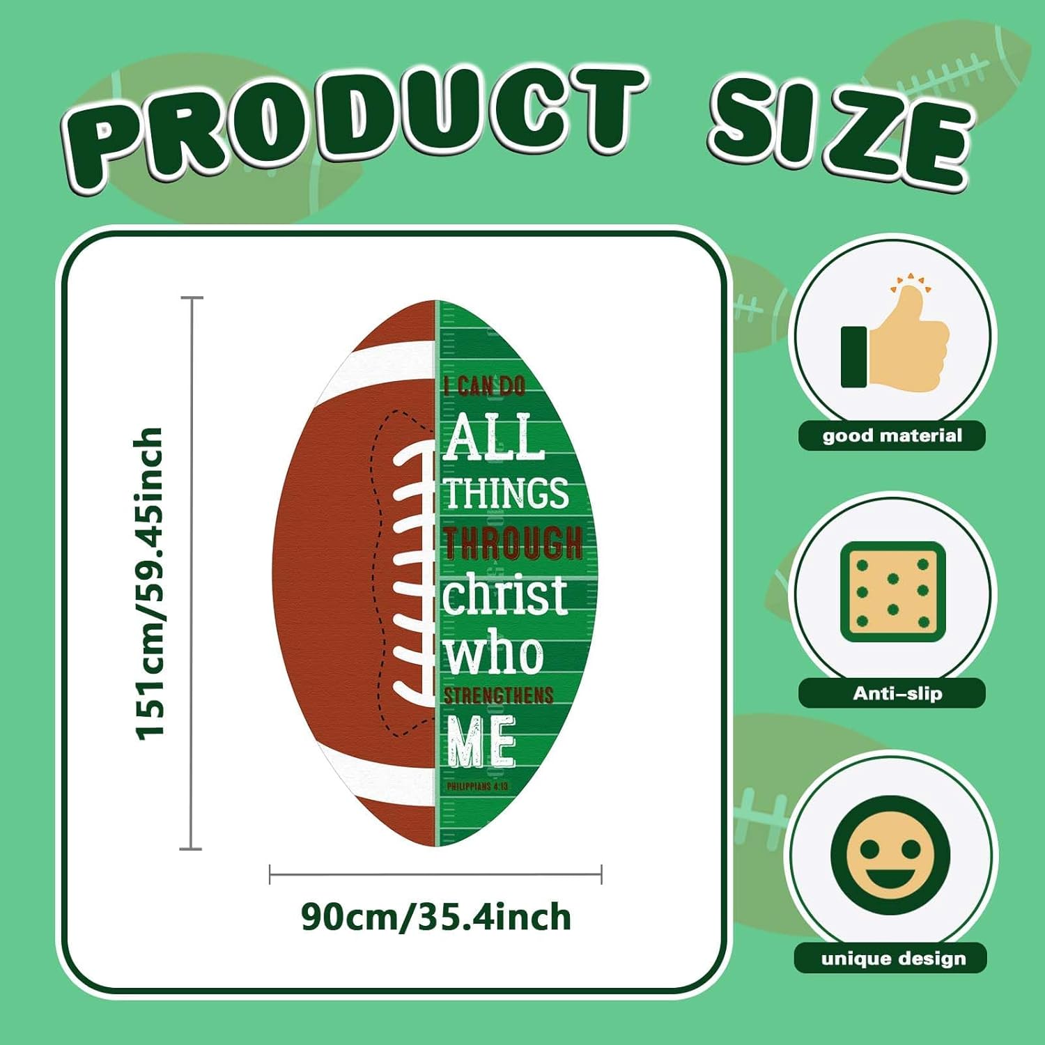 35.4Inch Football Bath Rug Plush Area Rug,Washable Sports Doormat,Non-Slip Bathroom Rug Hallway Floor Mat, Bath Mats Floor Carpet Soft Play Mat for Living Room Entryway Playroom Nursery Bedroom