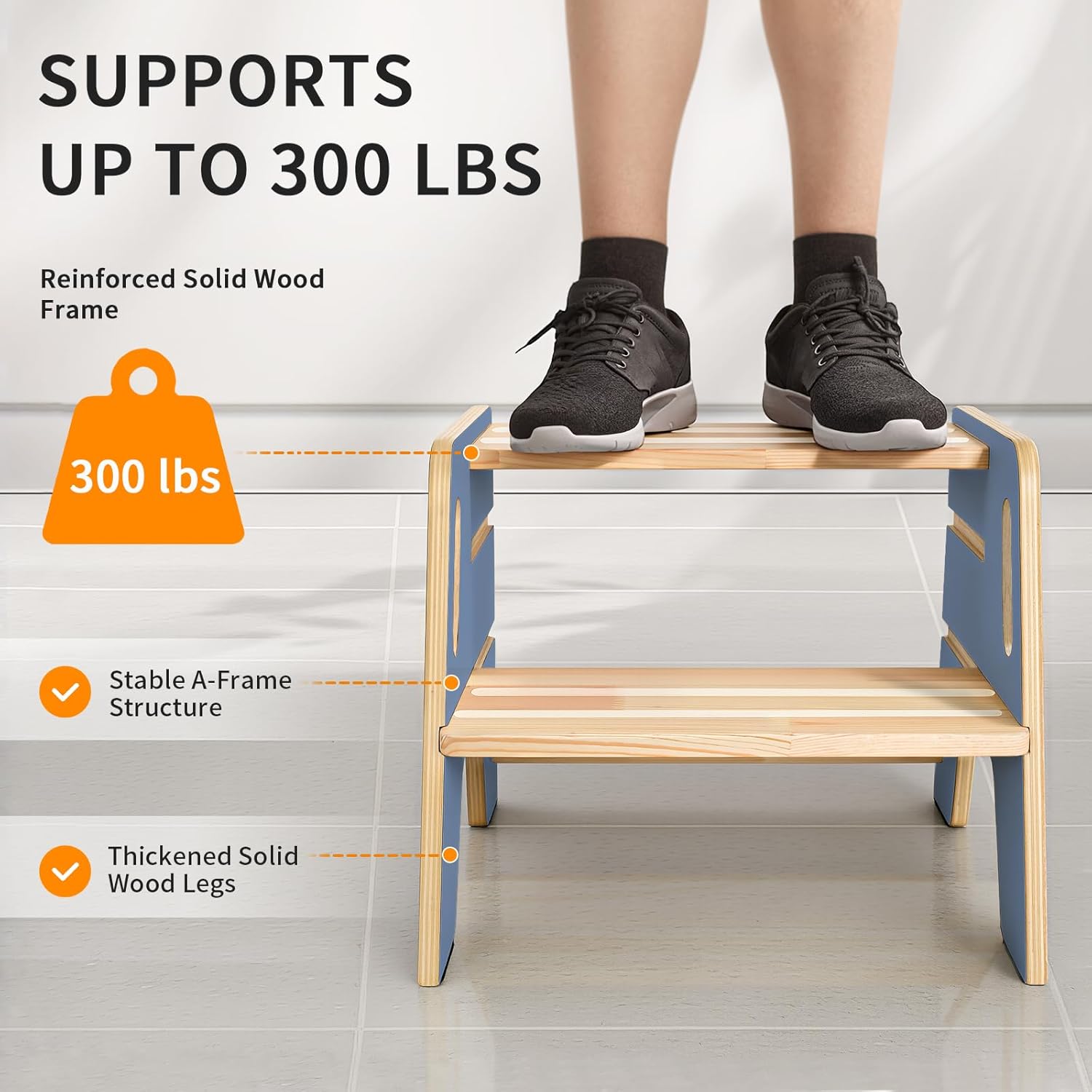 Wingyz Wooden Toddler Step Stool, 3-Height Adjustable Step Stools for Kids with Handles,Potty Stepstool for Bathroom Sink, Kitchen and Bedroom, for Toddlers 1-3