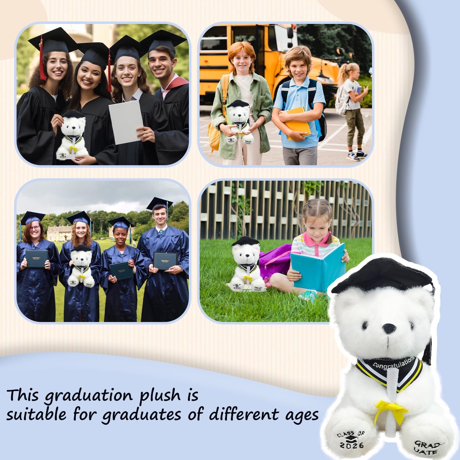 Graduation Bear Gifts for Her Class of 2026 Graduation Plush, Teddy Bear Stuffed Animal with Cap and Gown College High School Graduation Gifts for Boys & Girls
