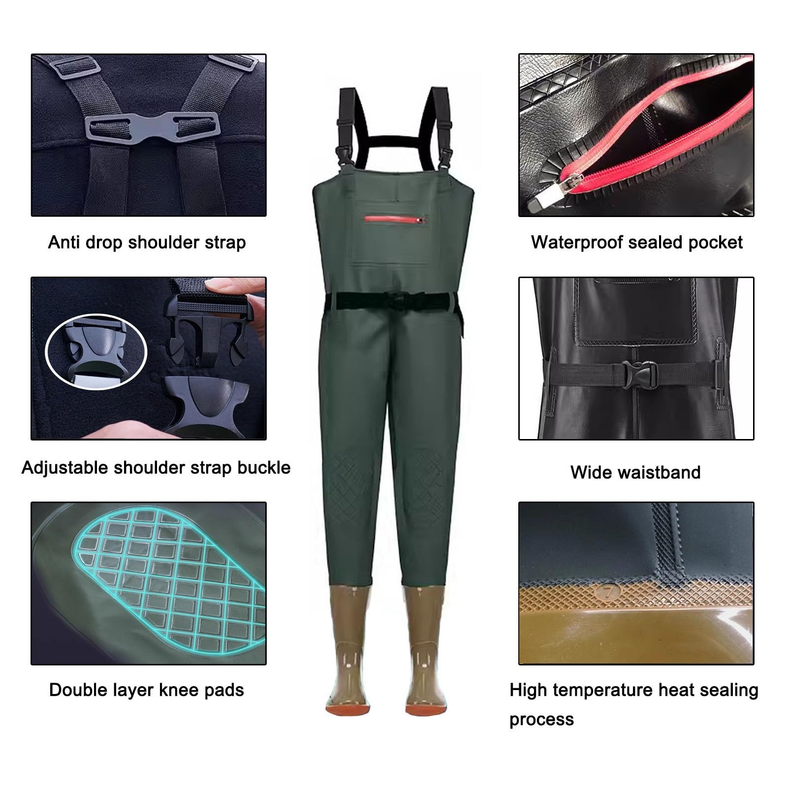 Buty i wodery Wodoodporne Wodery Wędkarskie Z PVC Dla Mężczyzn I Kobiet, Lekkie Buty Do Woderów Na Klatkę Piersiową Do Polowania I Brodzenia Z Uszczelnionymi Kieszeniami