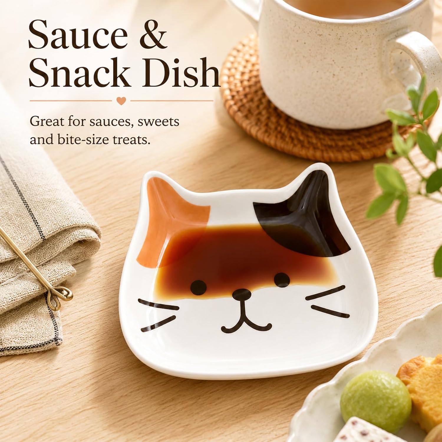 Cat Ceramic Spoon Rest, Cute Utensil Holder for Kitchen Counter (White) image 5