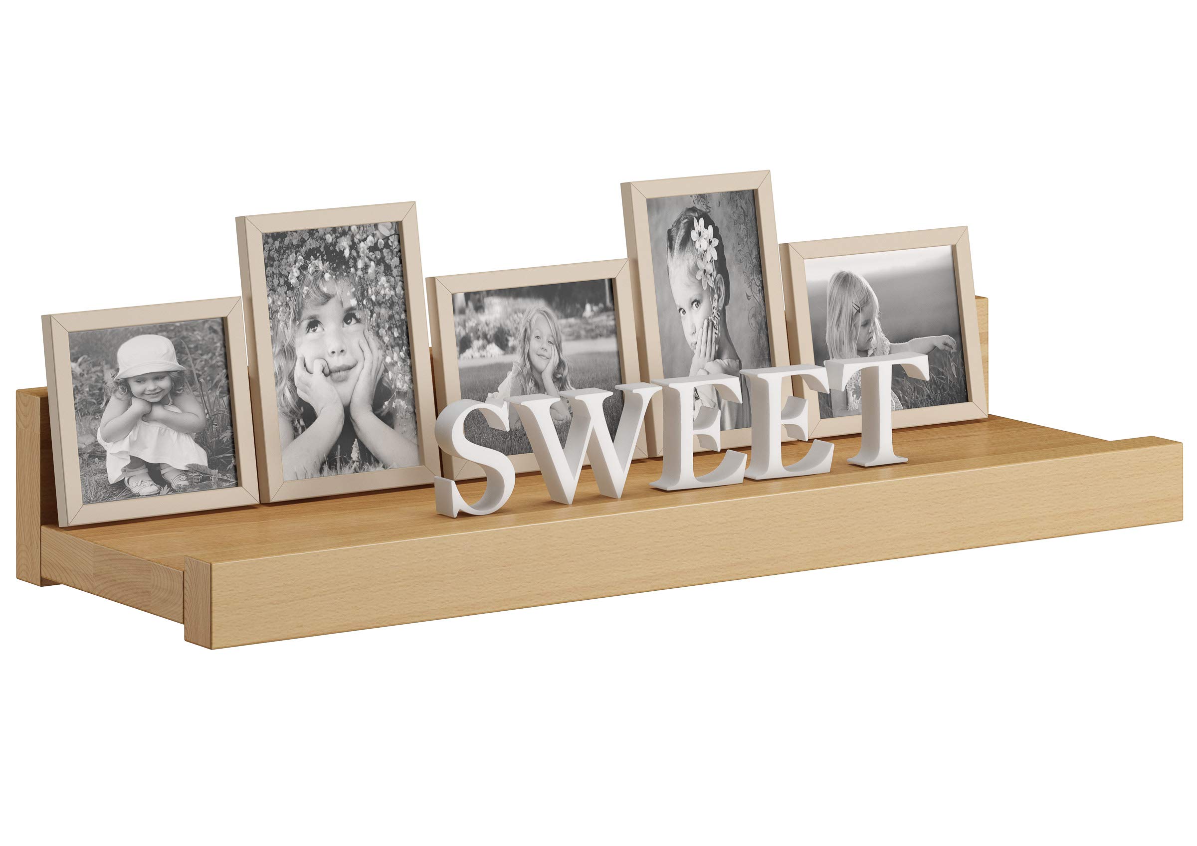 Erst-Holz Wandregal Buche Holzablage Fotoleiste Größenwahl50 cm