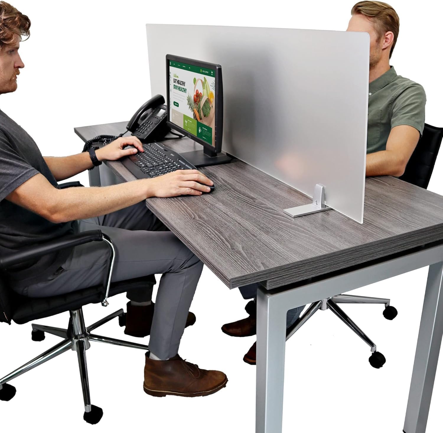 OBEX Acrylic Free Standing Screen, Divider for Desk Privacy Home & Office Partitions for Table Top Workstation, Portable Cubicle Panel for Work, 18" x 42", Frosted