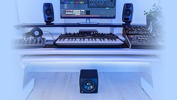 IK Multimedia iLoud Micro Monitor Pro Black Pair & iLoud Sub Bundle with ARC Calibration, 25Hz Bass Extension, Portable Reference Speaker System for Mixing, Production & DJ Setup