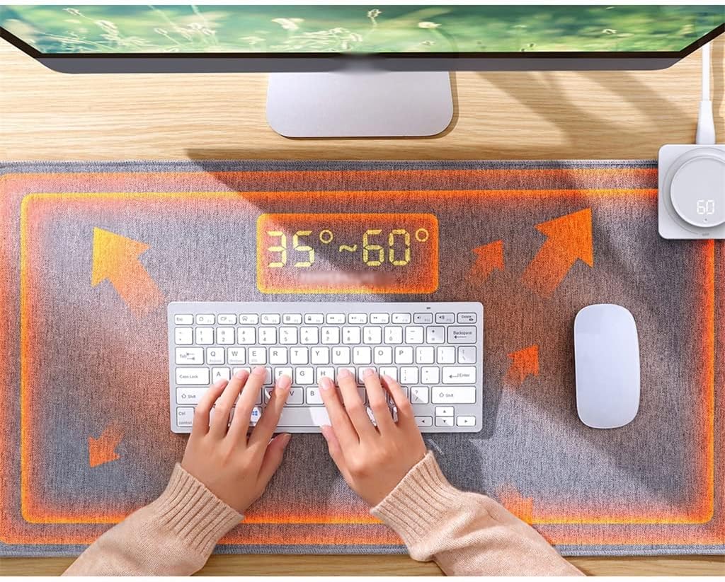 Waterproof Rotating Display Temperature Heating Mouse Pad Warm Table Mat Office Desktop