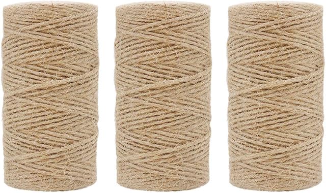 Tenn Well 1000 Feet Jute Twine, Natural 2mm Thick Jute Twine String 3Ply Jute Rope for Floristry, Gifts Wrapping, Gardening and Crafts Decoration (Brown)