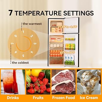 4.7 Cu.Ft Small Refrigerator with Freezer, Small Fridge with Top Freezer, for Dorm, Bedroom, Apartment, and Office, Double Door,black