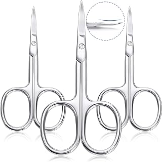Mudder 3-Pack Curved Cuticle Scissors - Stainless Steel Precision Grooming Shears for Nails, Eyebrows, Eyelashes, Facial Hair & Crafts