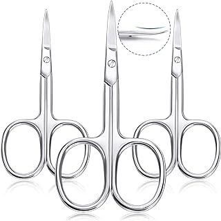 Tesoura curvada de cutícula de 3 peças Tesoura de manicure de aço inoxidável Tesoura de limpeza facial Tesoura de artesanato curva multifuncional Tesoura de cutícula para unhas, sobrancelha,
