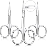 3 Pieces Cuticle Curved Scissors Manicure Scissors Stainless Steel Facial Hair Grooming Shears Multi-purpose Curved Shears Craft for Nail, Eyebrow, Eyelash, Dry Skin Blade