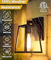 Vista 3 de LALUZ Iluminación de porche al aire libre - Lámpara de pared exterior antioxidante con vidrio sembrado, lámpara de pared exterior resistente a