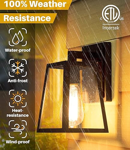 Miniatura 3 de LALUZ Iluminación de porche al aire libre - Lámpara de pared exterior antioxidante con vidrio sembrado, lámpara de pared exterior resistente a la