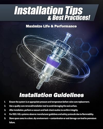 Miniatura 5 de Núcleos de válvula de alta presión con sello de teflón (morado) - para R410, R32, R22 (paquete de 25) HCPRO RAV3