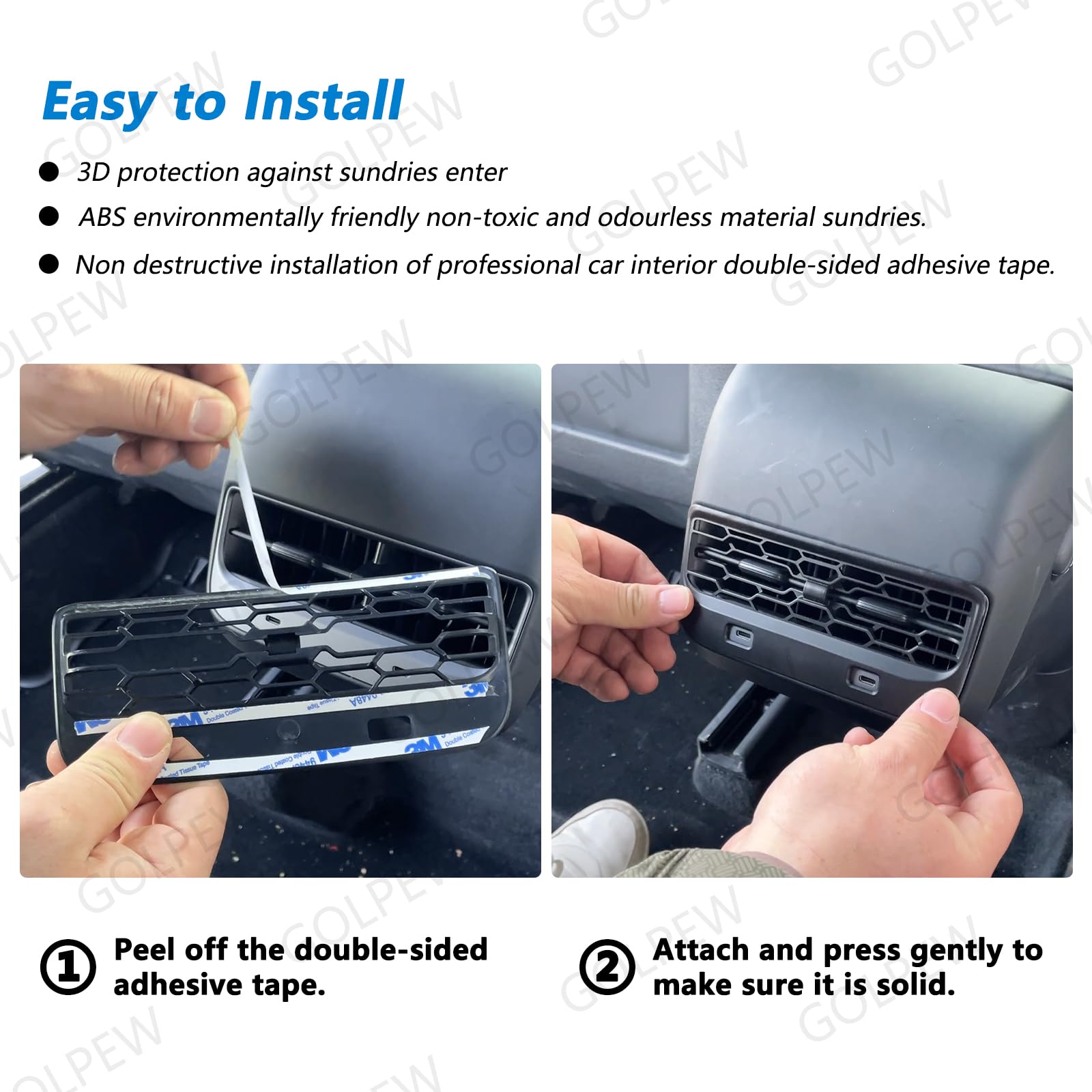 GOLPEW Backseat Air Vents Cover Compatible with Tesla Model 3 & Model Y 2016~2023, Rear Seat Center Console Air AC Vent Trim for Tesla Model y/3 Accessories 2023 (Universal for Model 3 & Model Y)