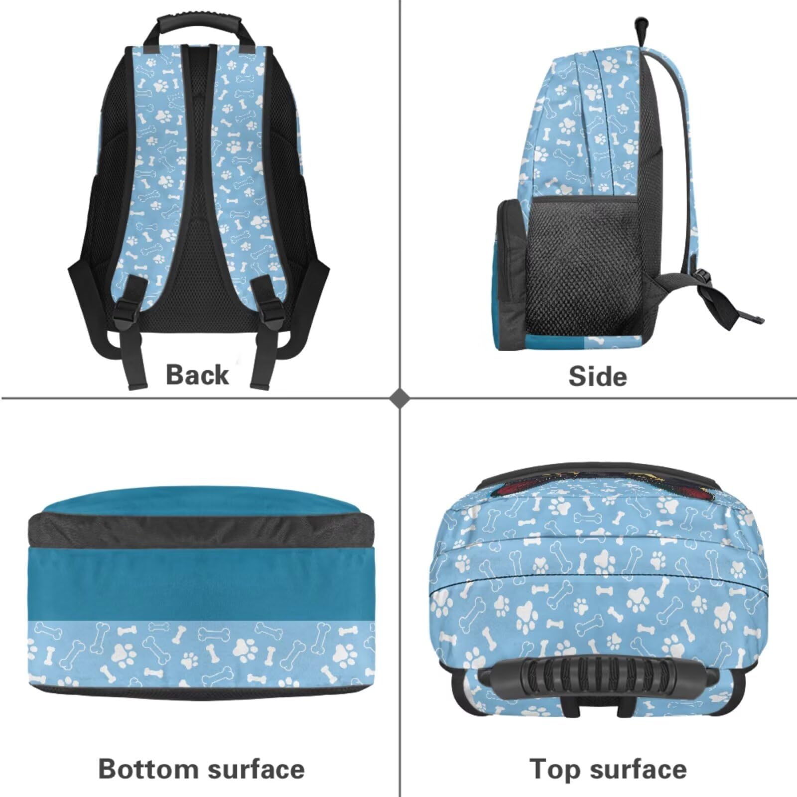 Xoenoiee Set di zaini per ragazzi e ragazze con gatti e libri scolastici con portapranzo, astuccio portaborraccia 4 in 1, set di zaini per la scuola, Zampe di osso di gatto nero
