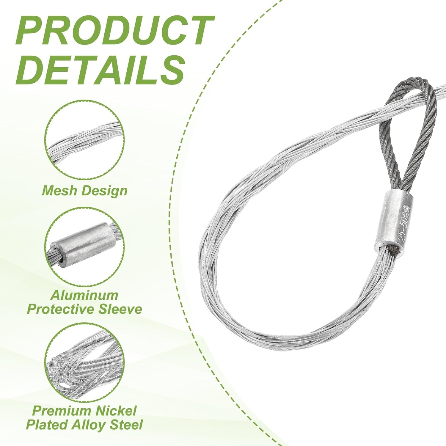 PATIKIL Cable Pulling Grip for 60mm-80mm OD Cord, Mesh Single Side Wire Puller Sock