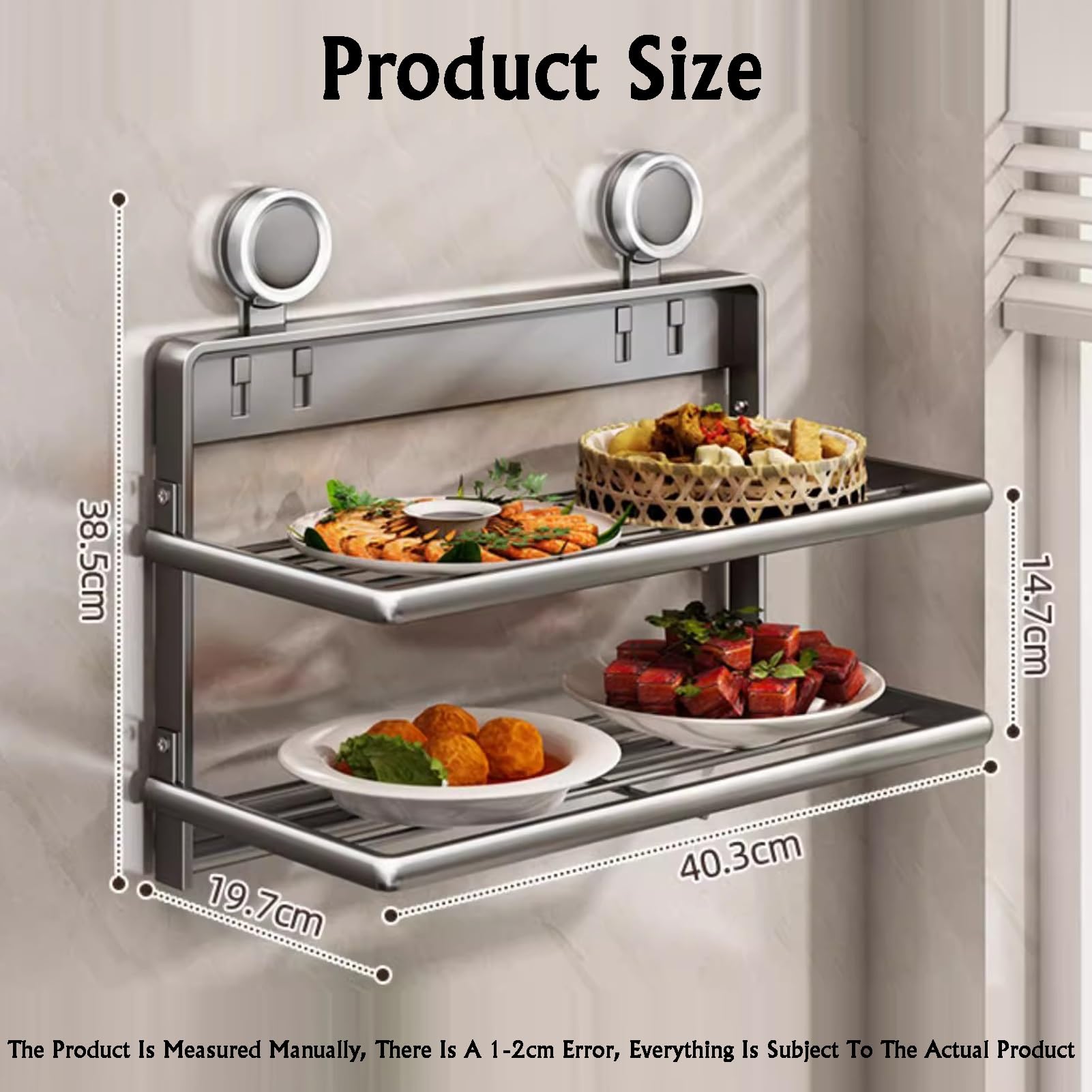 Estante De Almacenamiento De Alimentos De Varios Niveles,bandejas Metálicas For La Preparación De Alimentos En La Cocina,Estante Plegable For Preparar Verduras(2tier)