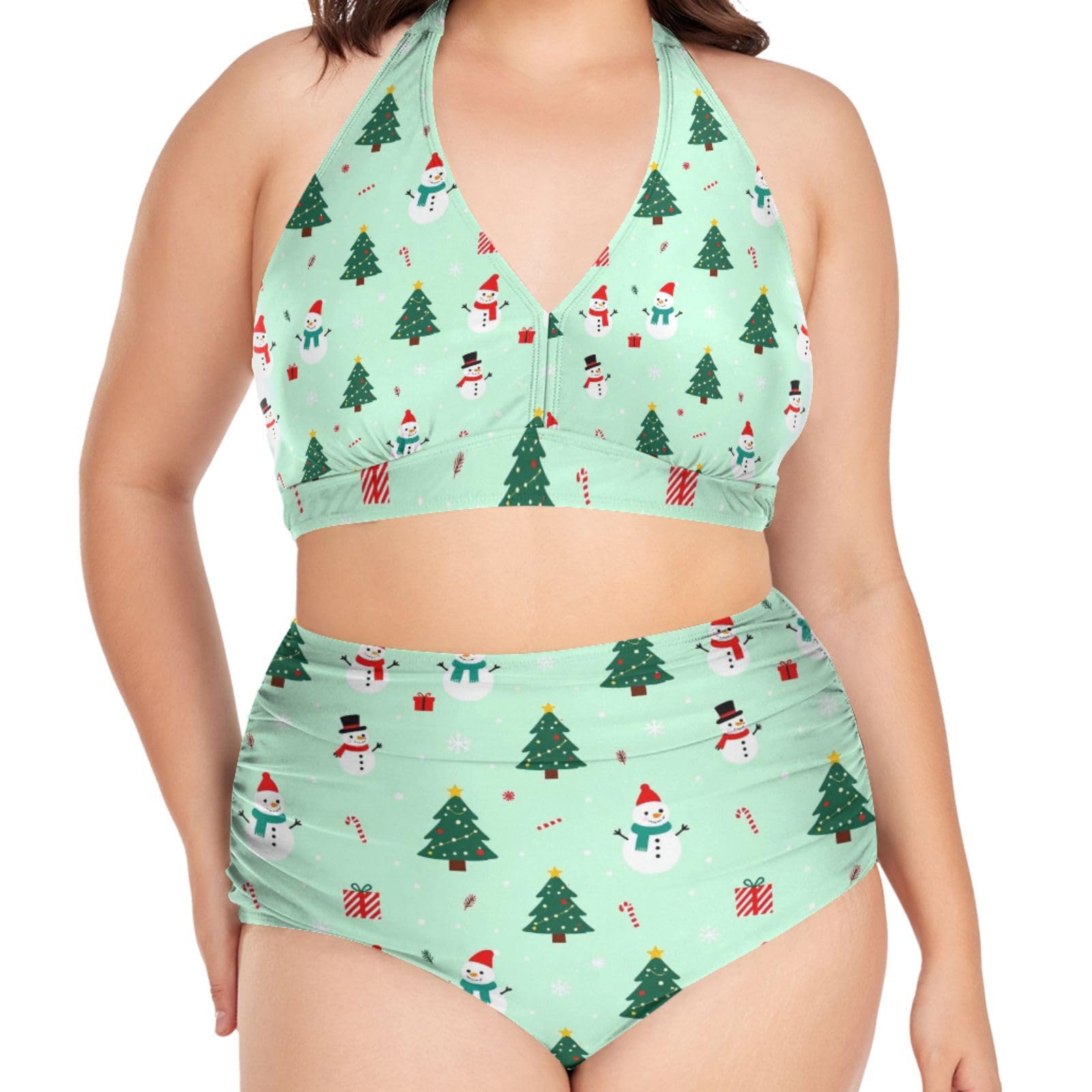 FRODOTGV Curvy - Costume da bagno a due pezzi da donna, taglia L-4XL