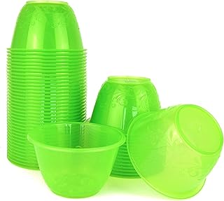 75 Cuencos Tarrinas de 200 cc, Color Verde Transparente, para Helado o Yogur