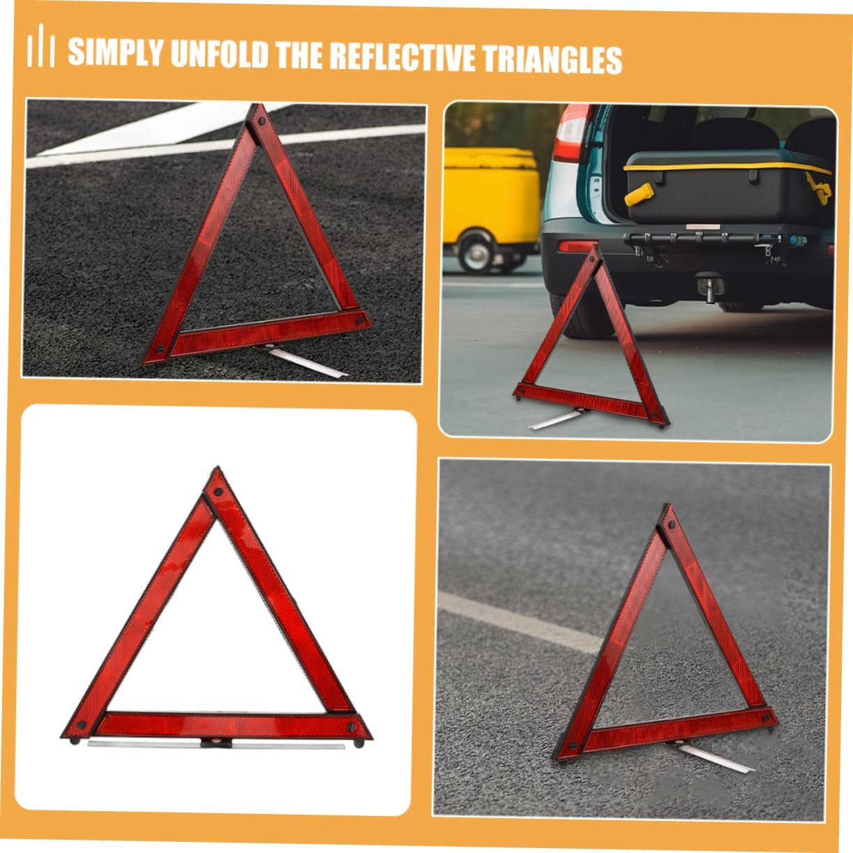 Warning Safety Triangle 5pcs Foldable Car Safety Reflectors Roadside Emergency Triangle Reflectors Sturdy Plastic Night Visibility