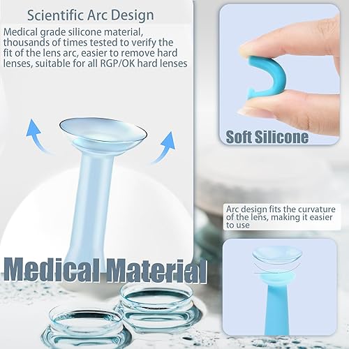 Miniatura 2 de 6 piezas de herramienta de extracción de lentes de contacto duras con caja de almacenamiento, insertos de carcasa de lentes de contacto, elimina la